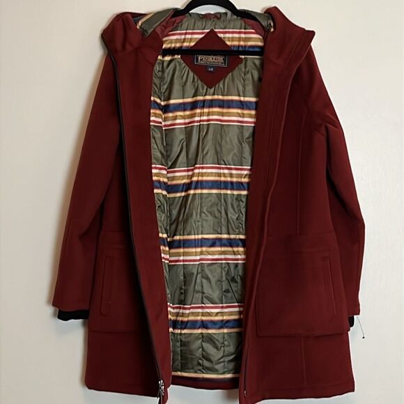 Pendleton Beverly wool poly blend zip anorak hooded jacket size large - Picture 12 of 16